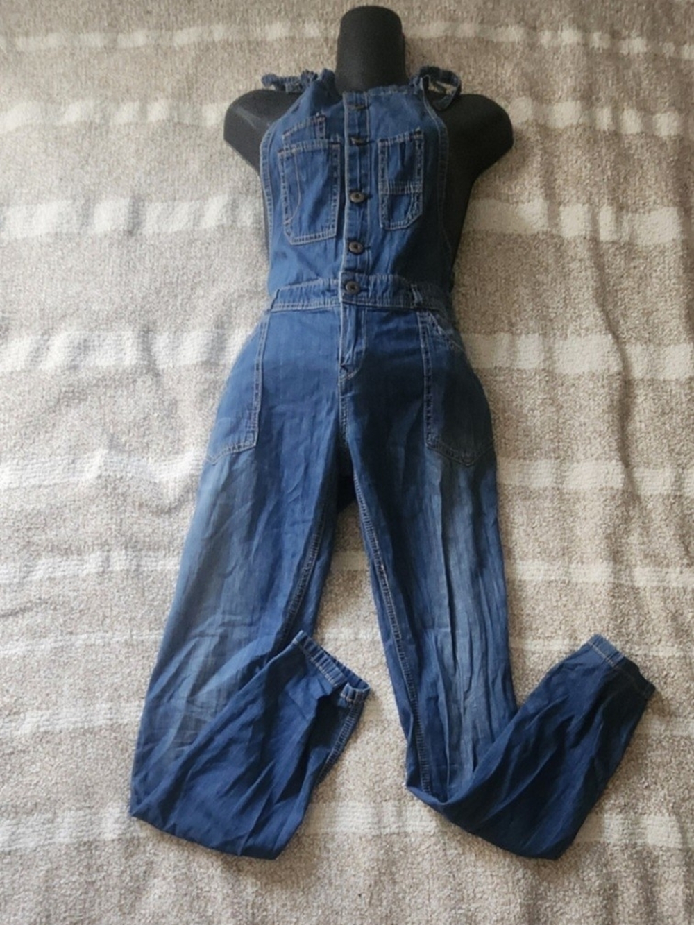 Wet Seal Dark Blue Denim Overall Jumpsuit